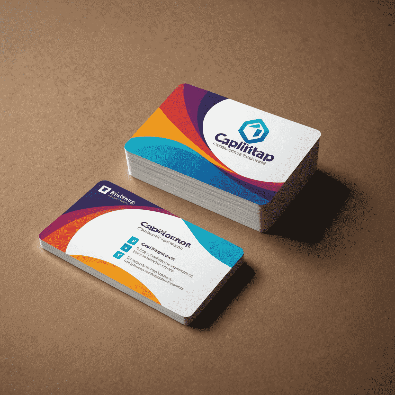 Caplitptalortap logo featuring a stylized business card with vibrant colors