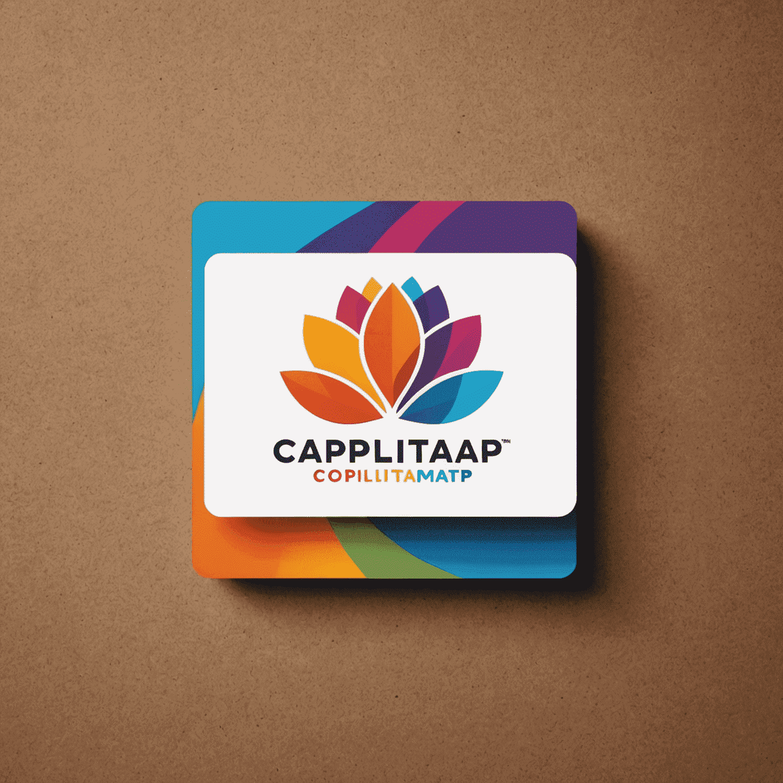 Caplitptalortap logo featuring a stylized business card with vibrant colors