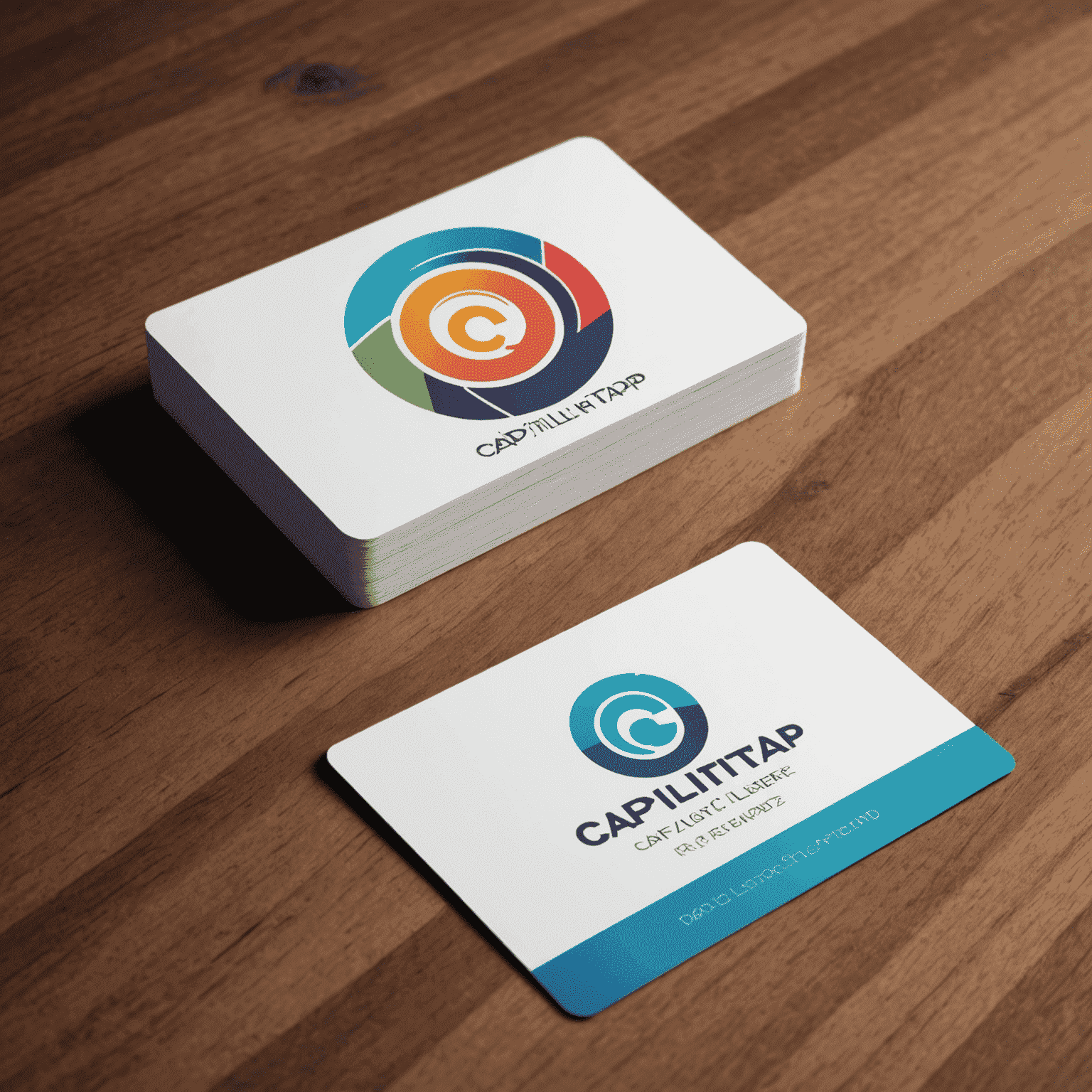 Caplitptalortap logo featuring a stylized business card with vibrant colors