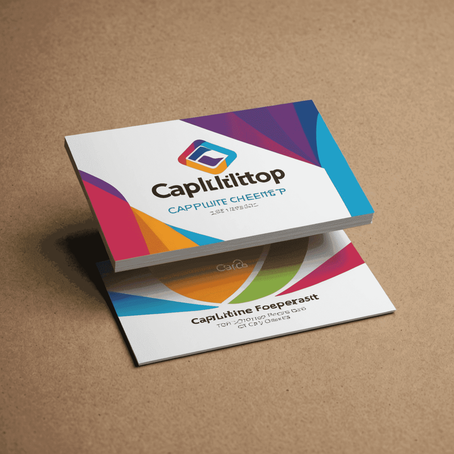 Caplitptalortap logo featuring a stylized business card with vibrant colors