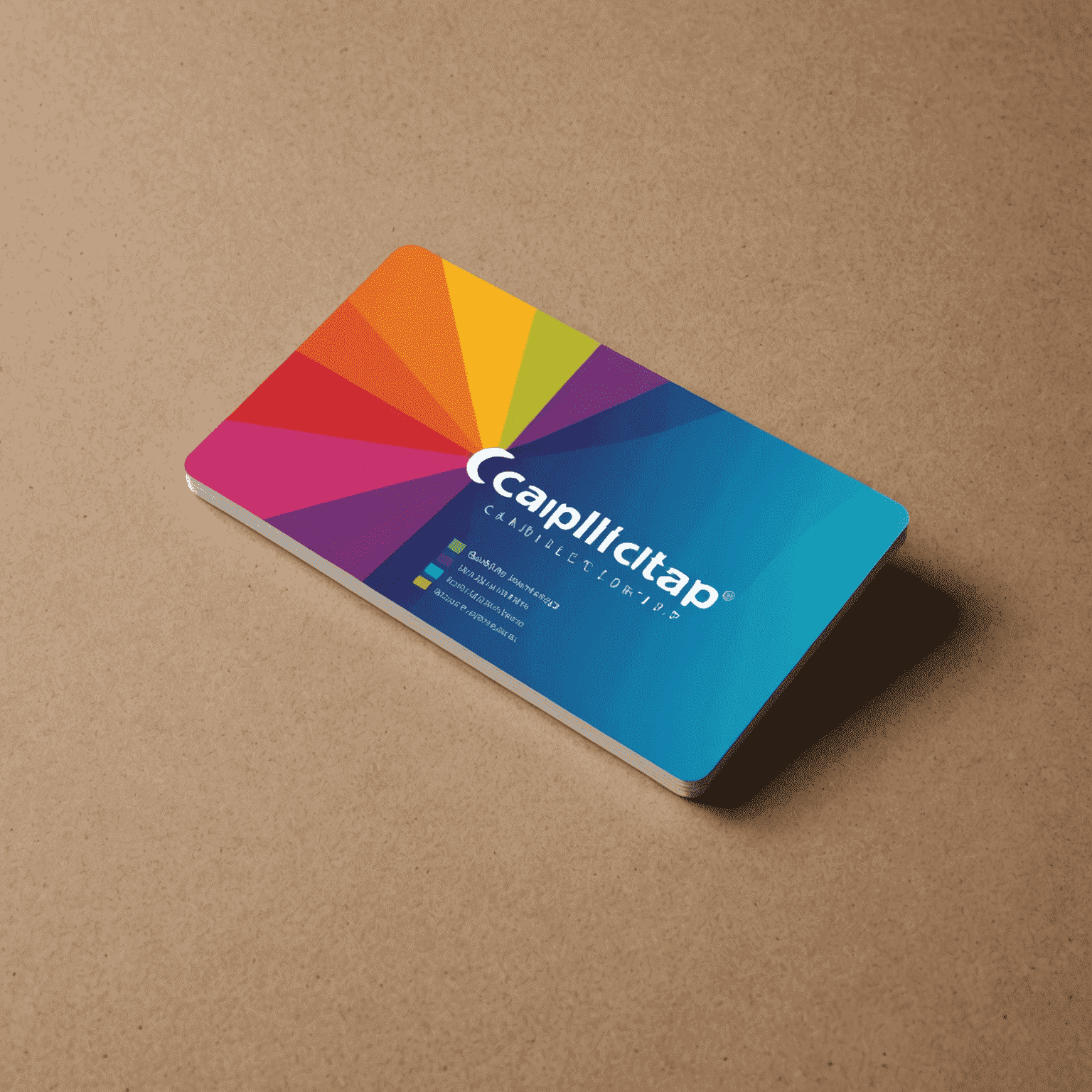 Caplitptalortap logo featuring a stylized business card with vibrant colors