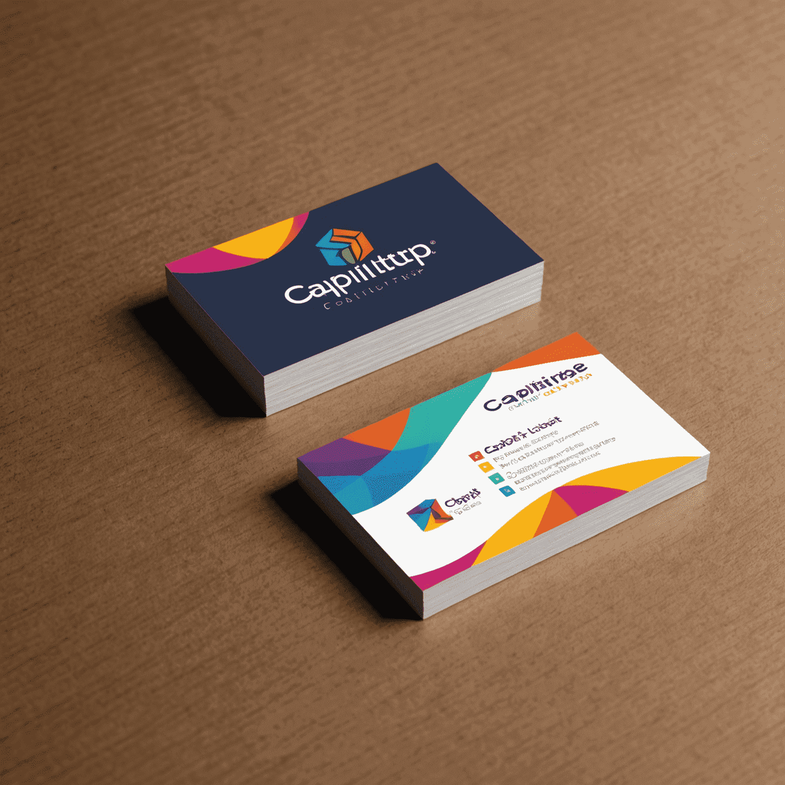 Caplitptalortap logo featuring a stylized business card with vibrant colors
