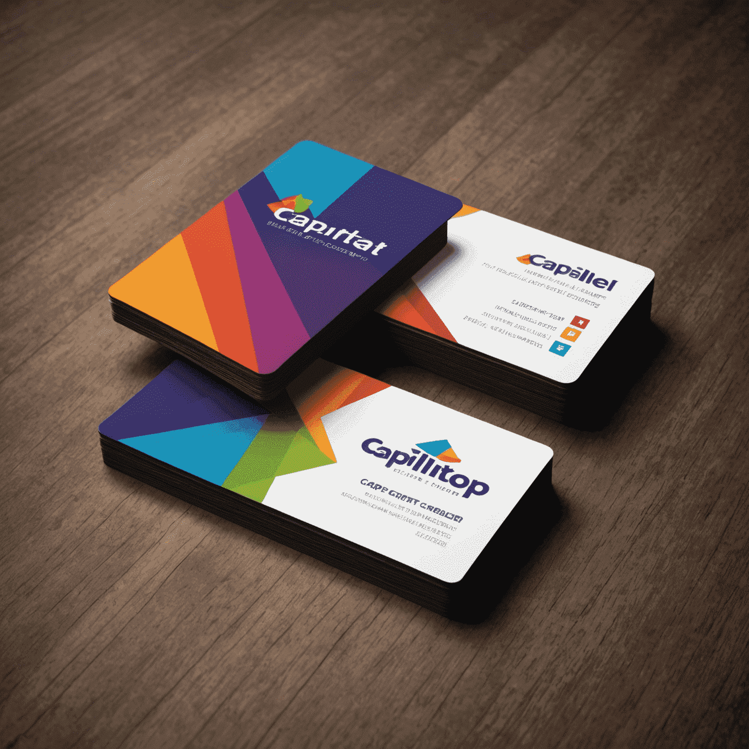 Caplitptalortap logo featuring a stylized business card with vibrant colors