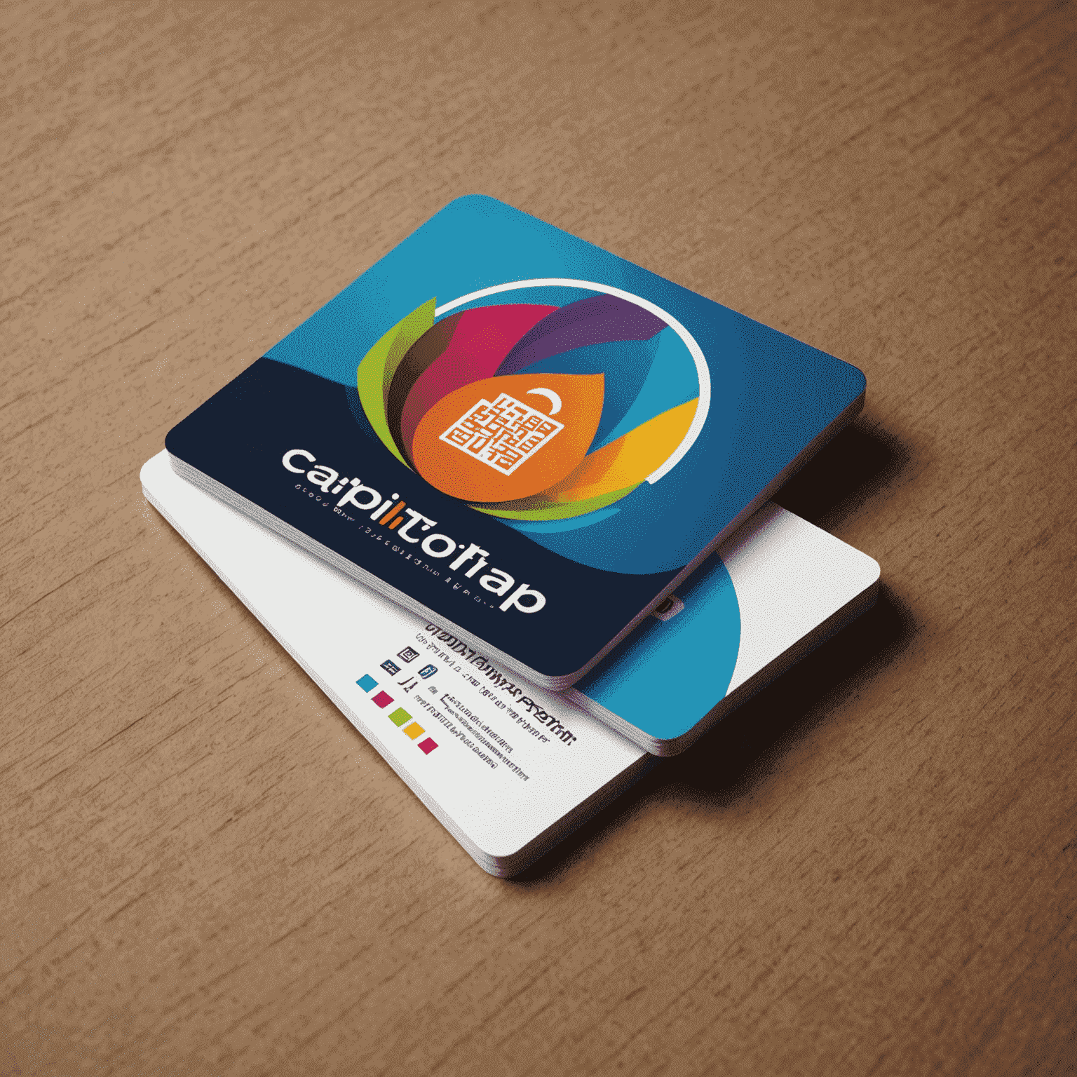 Caplitptalortap logo featuring a stylized business card with vibrant colors