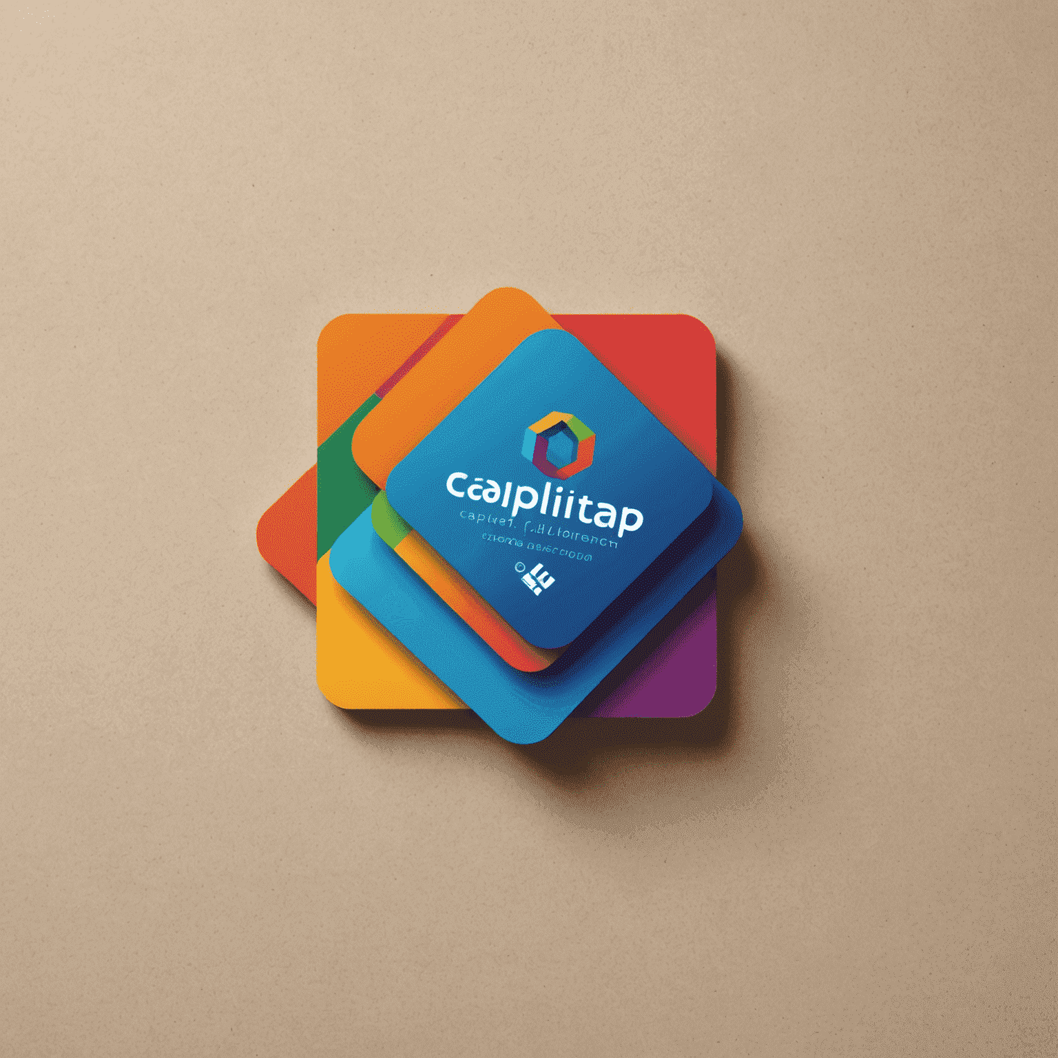 Caplitptalortap logo featuring a stylized business card with vibrant colors