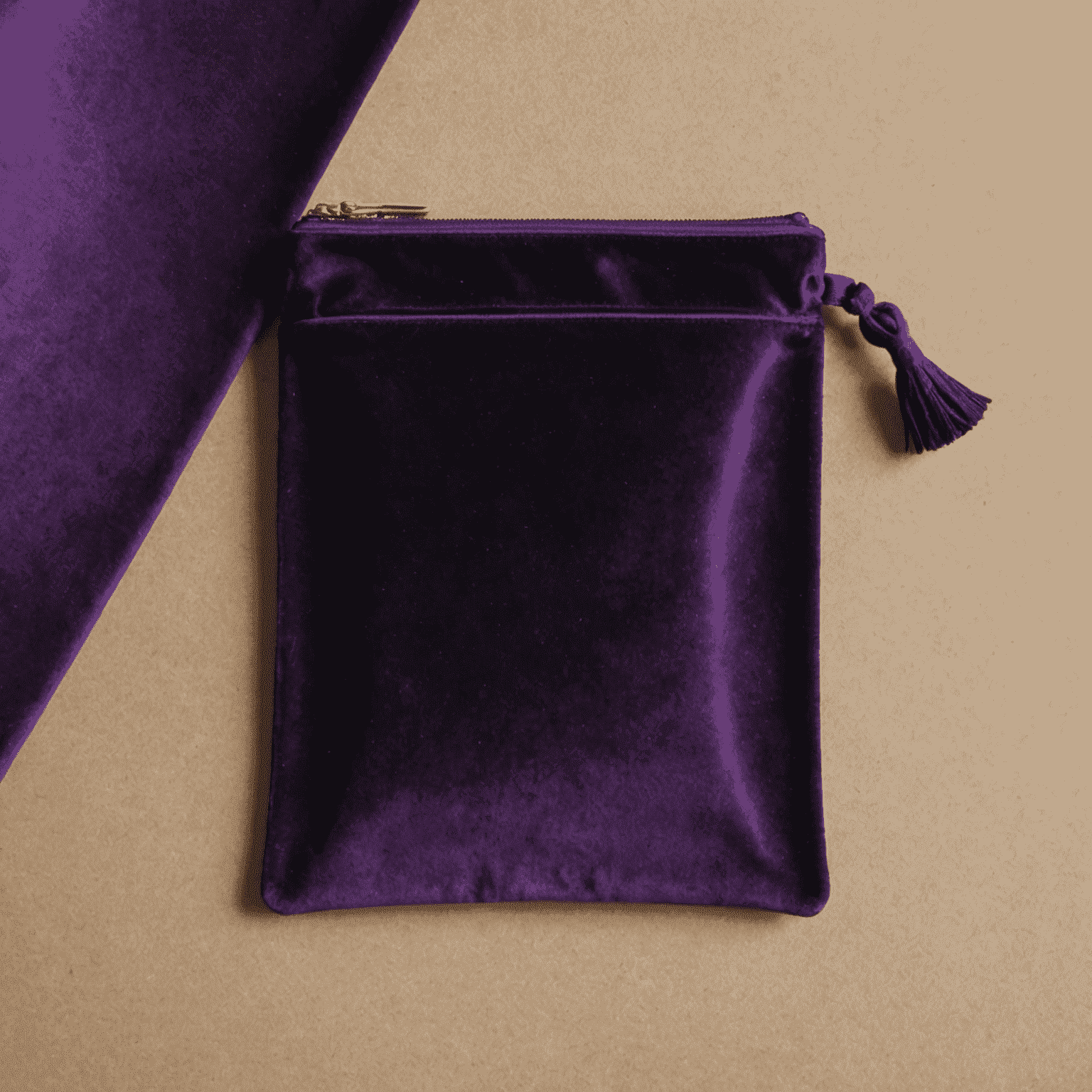 A soft, luxurious velvet pouch in deep purple for storing custom cards